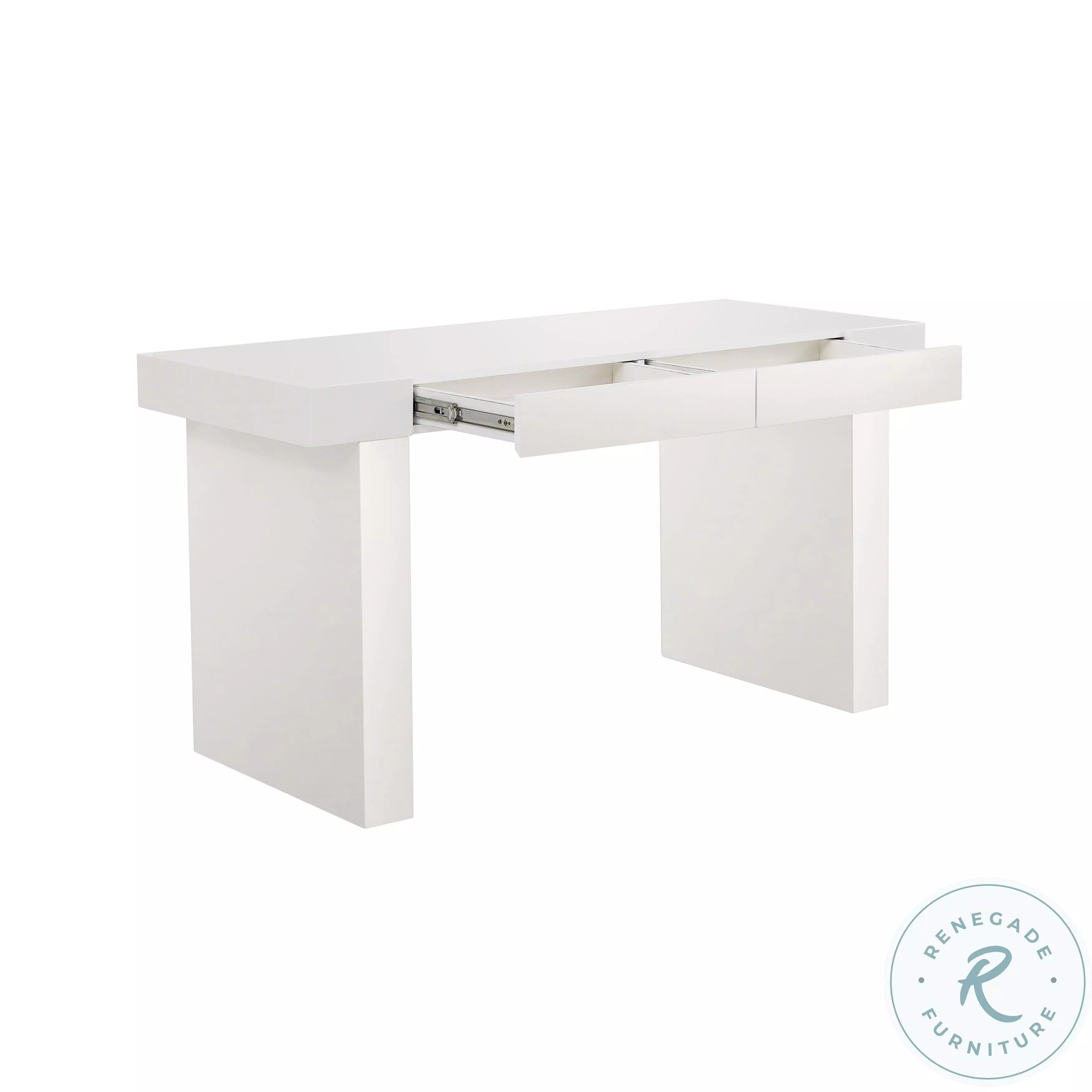 Clara Glossy White Lacquer Desk From TOV Coleman Furniture