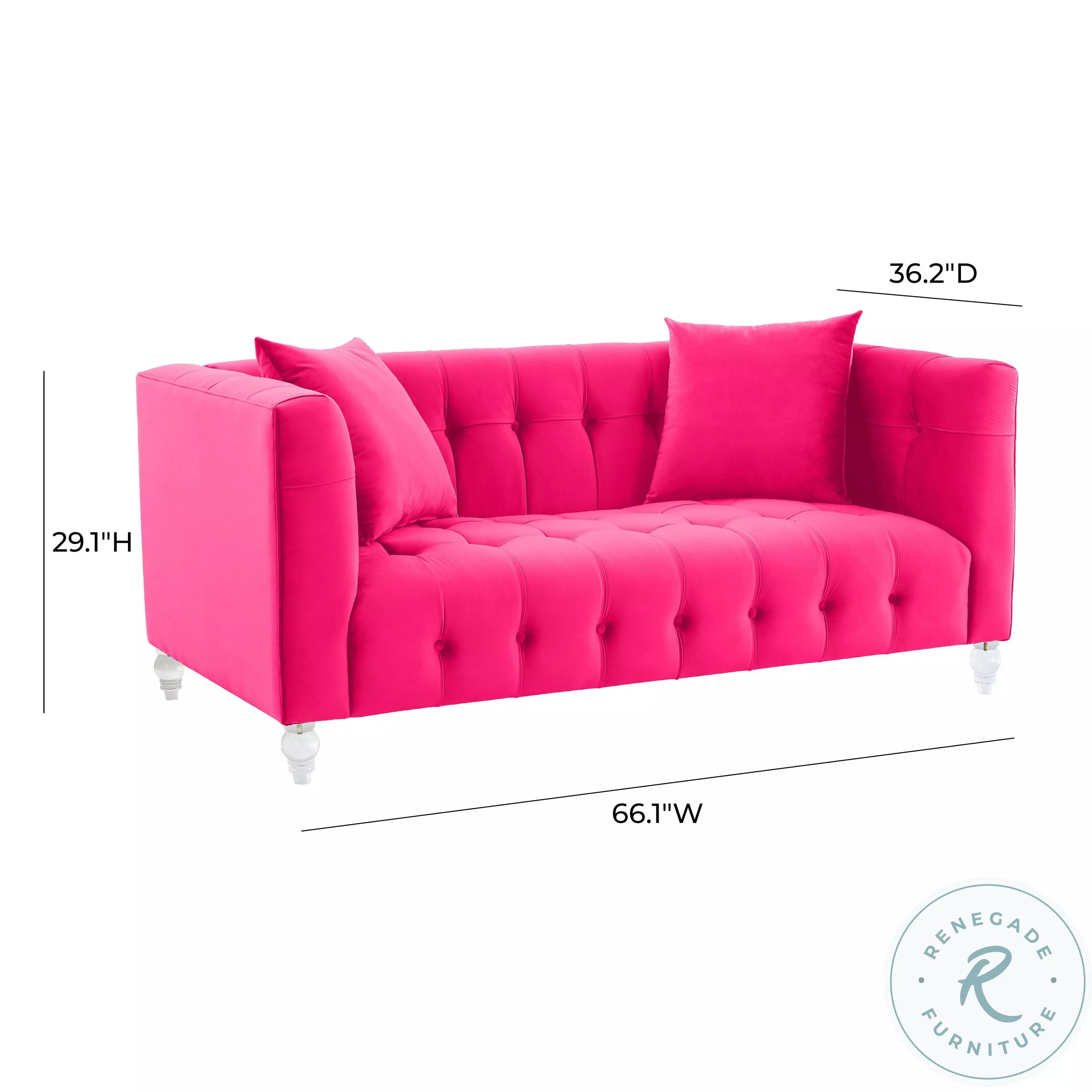 TOV Bea Hot Pink Velvet Loveseat