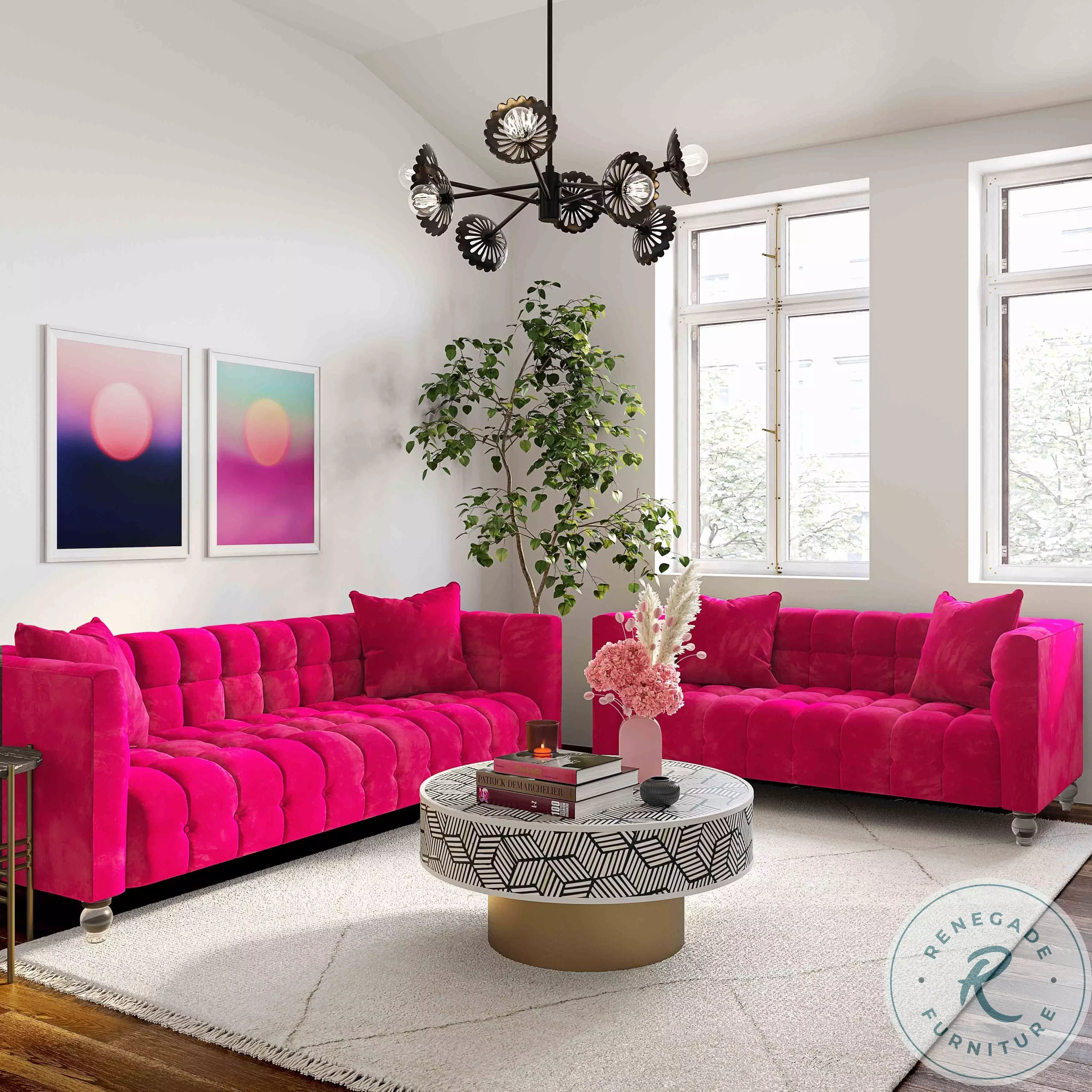 Bea Pink Velvet Living Room Set from TOV Coleman Furniture