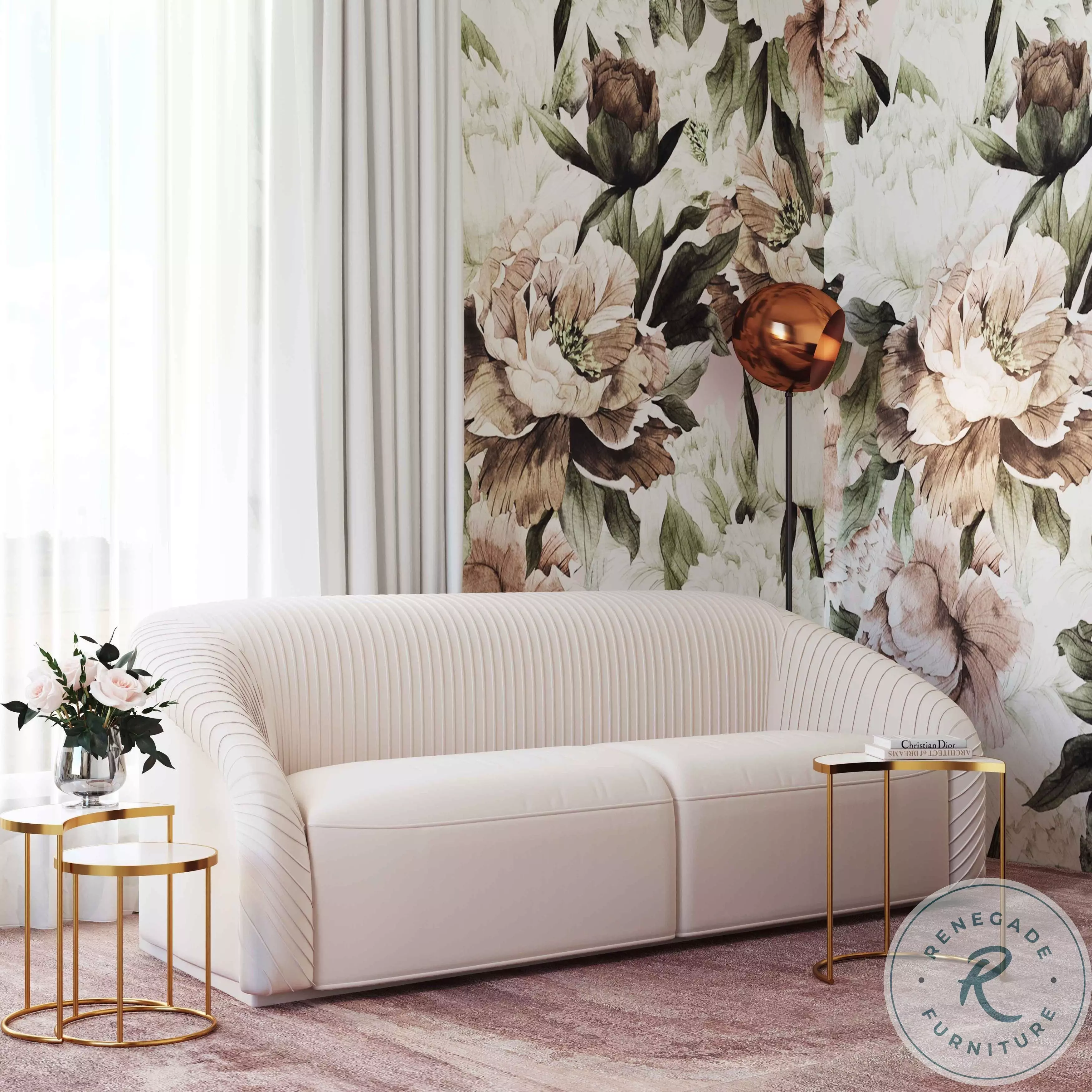 Beige velvet couch discount