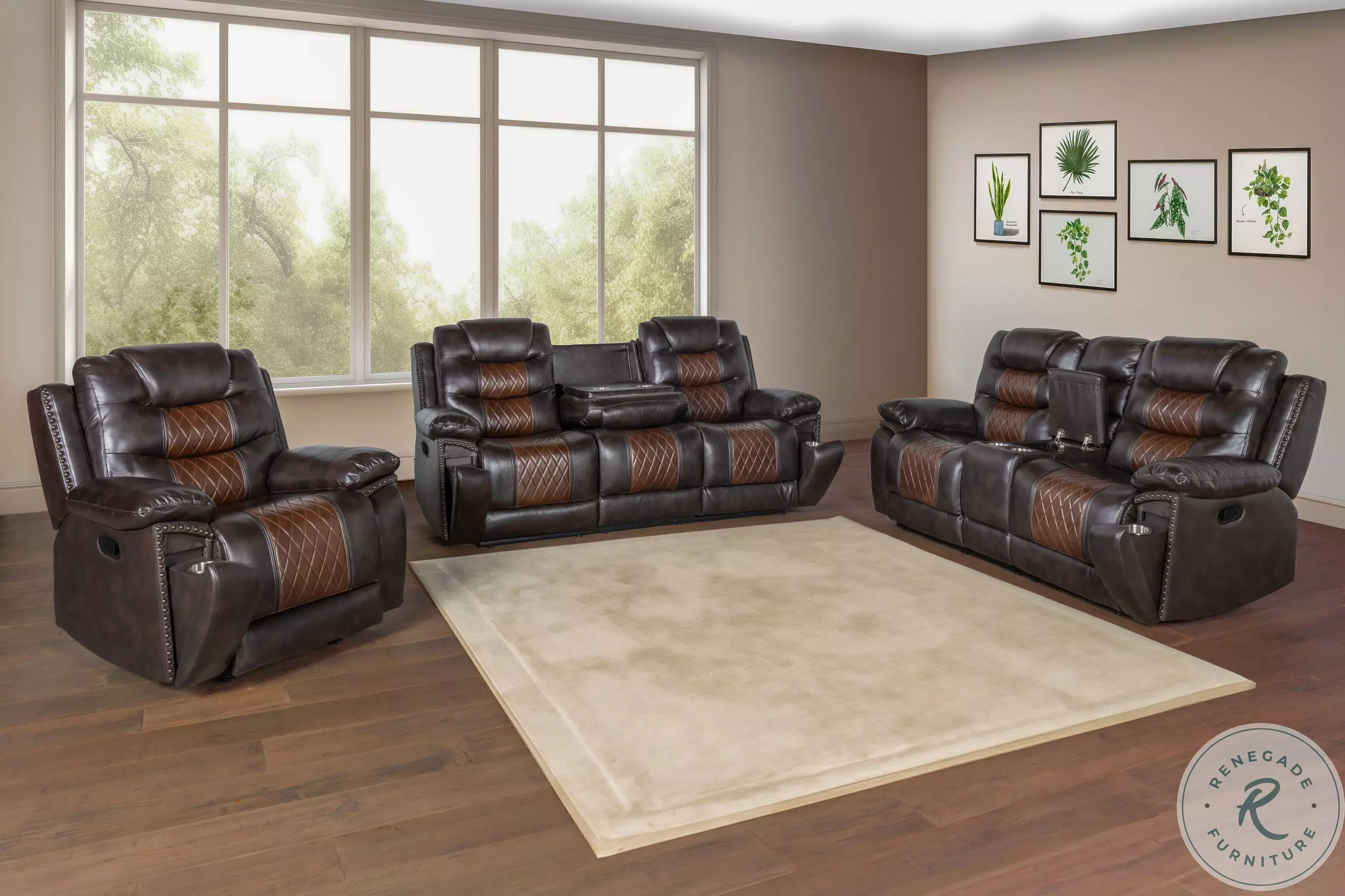 Nikko Brown Dual Reclining Console Loveseat From New Classic