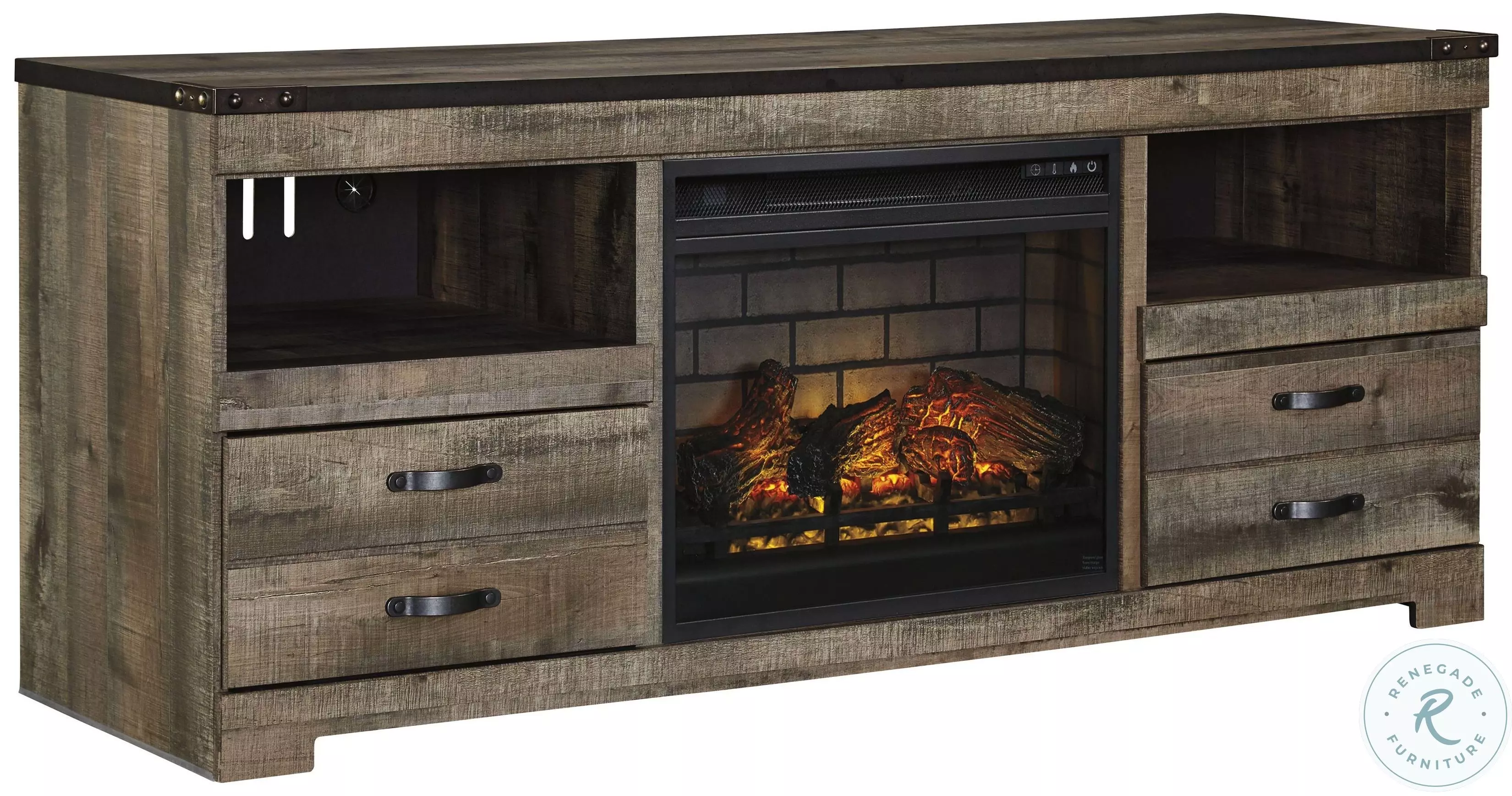 Trinell Brown LG TV Stand With Fireplace Insert from Ashley (W446