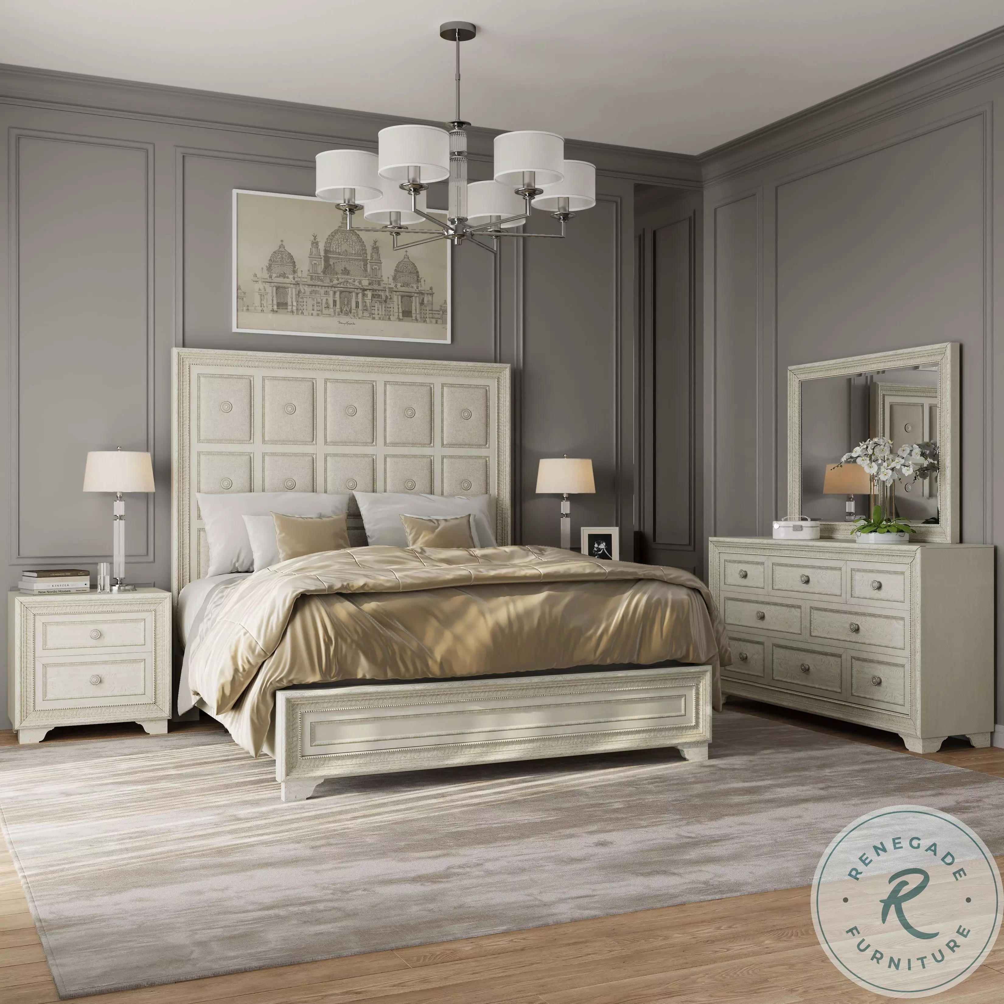 新品　Ballsey ファージレ　manimaris ブラミンク　drawer Camila Cream Panel Bedroom Set from Pulaski | Coleman Furniture